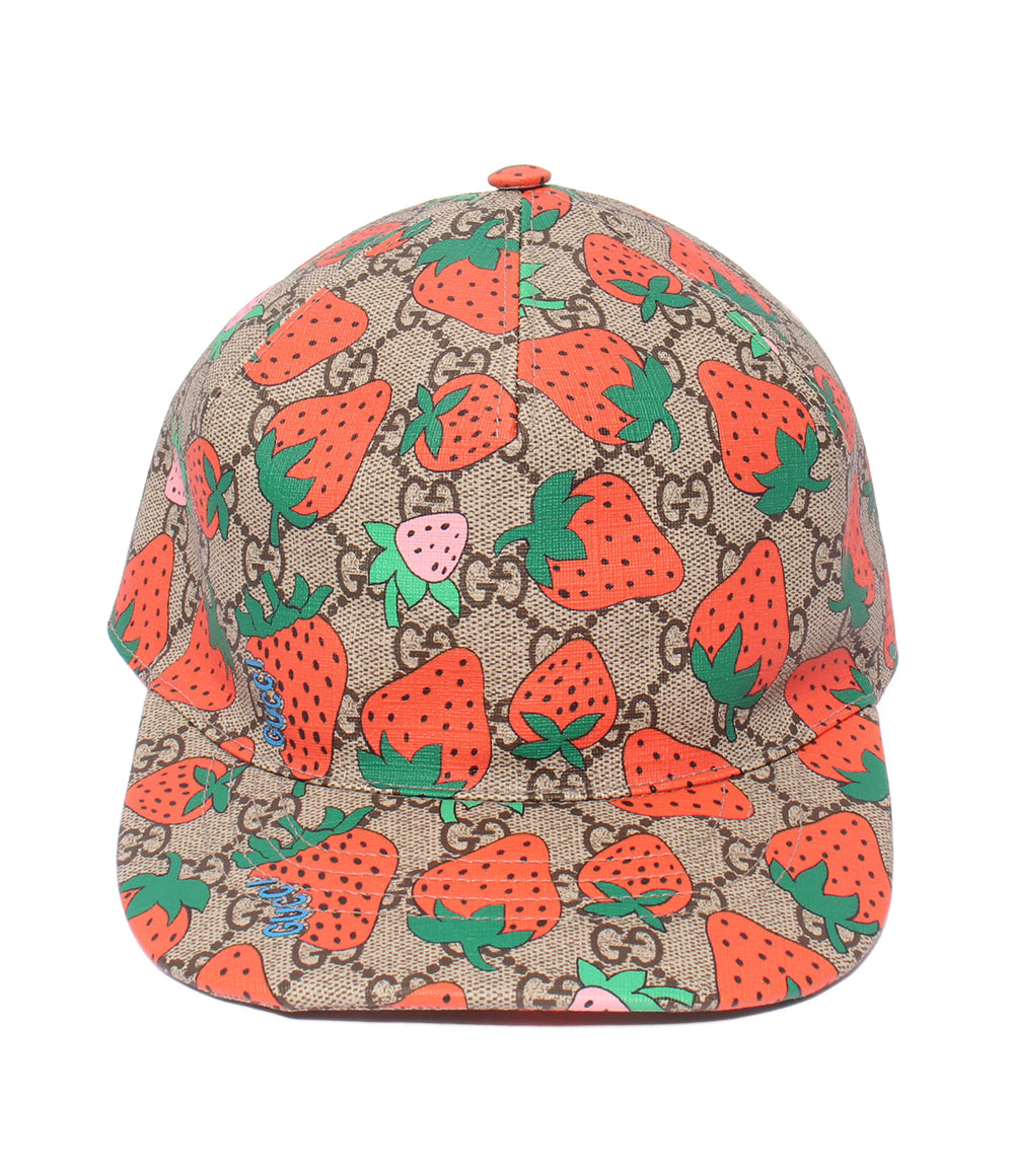 GUCCI キャップ ストロベリー マジックテープ式 GGスプリーム 517074 584412 レディース グッチ