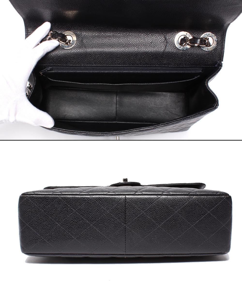 シャネル ショルダーバッグ シングルフラップ ダブルチェーン シルバー金具 キャビアスキン デカマトラッセ 30 レディース CHANEL