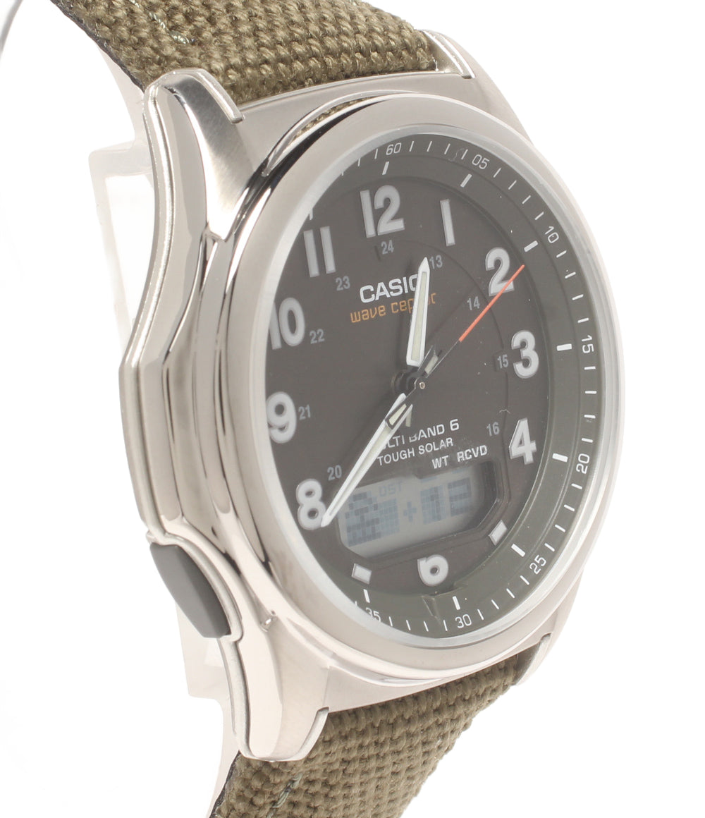 美品 CASIO 腕時計 ウェーブセプター ソーラー ブラック WVA-M630 メンズ カシオ