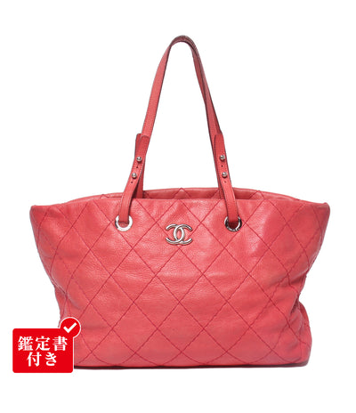 CHANEL トートバッグ ショルダーバッグ 肩掛け シルバー金具 13番台 オンザロード ワイルドステッチ レディース シャネル