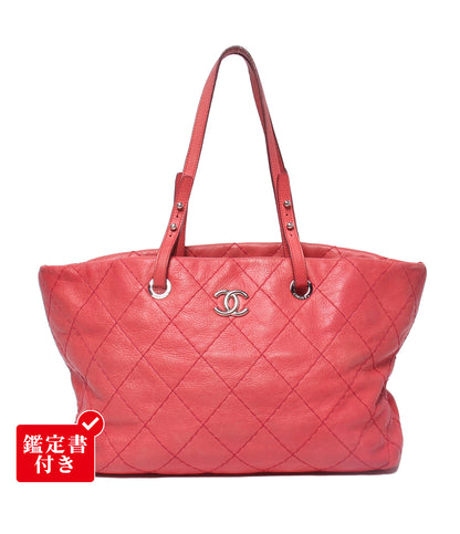 CHANEL トートバッグ ショルダーバッグ 肩掛け シルバー金具 13番台 オンザロード ワイルドステッチ レディース シャネル