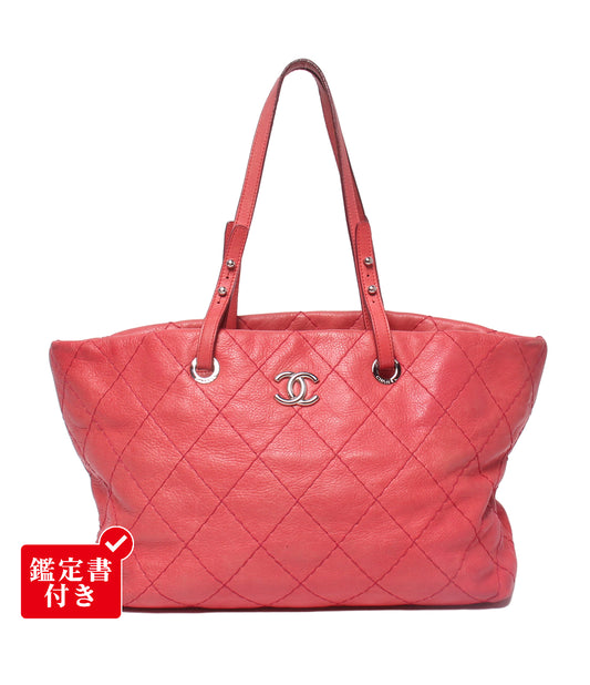 CHANEL トートバッグ ショルダーバッグ 肩掛け シルバー金具 13番台 オンザロード ワイルドステッチ レディース シャネル