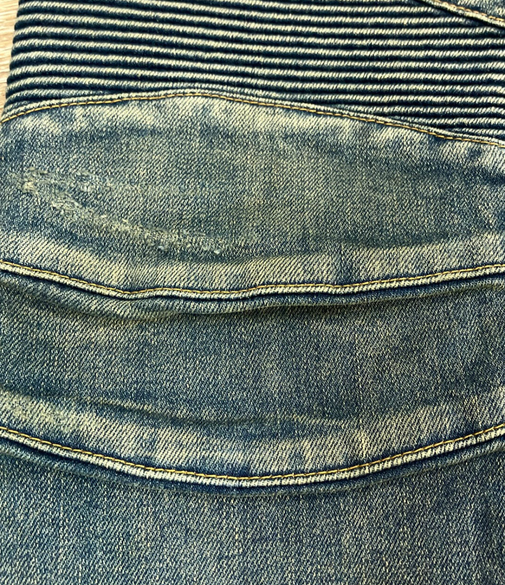BALMAIN ダメージ加工 蛇腹バイカー スキニーデニムパンツ メンズ SIZE 29 (S) バルマン