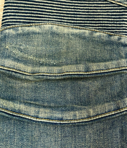 BALMAIN ダメージ加工 蛇腹バイカー スキニーデニムパンツ メンズ SIZE 29 (S) バルマン