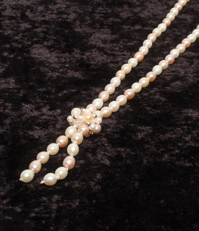 美品 ネックレス ラリエット オーバルパール 7.0-7.5mm レディース