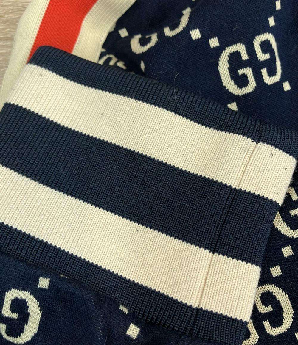 GUCCI GG総柄 ジャカード トラックジャケット ネイビー×レッド Lサイズ GUCCI（グッチ） トラックジャケット GGジャガード ジャージ 長袖