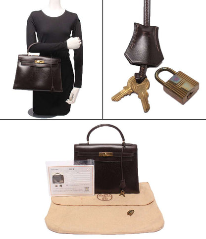 HERMES ハンドバッグ ◯G刻印 ゴールド金具 ボックスカーフ ケリー 32 レディース エルメス