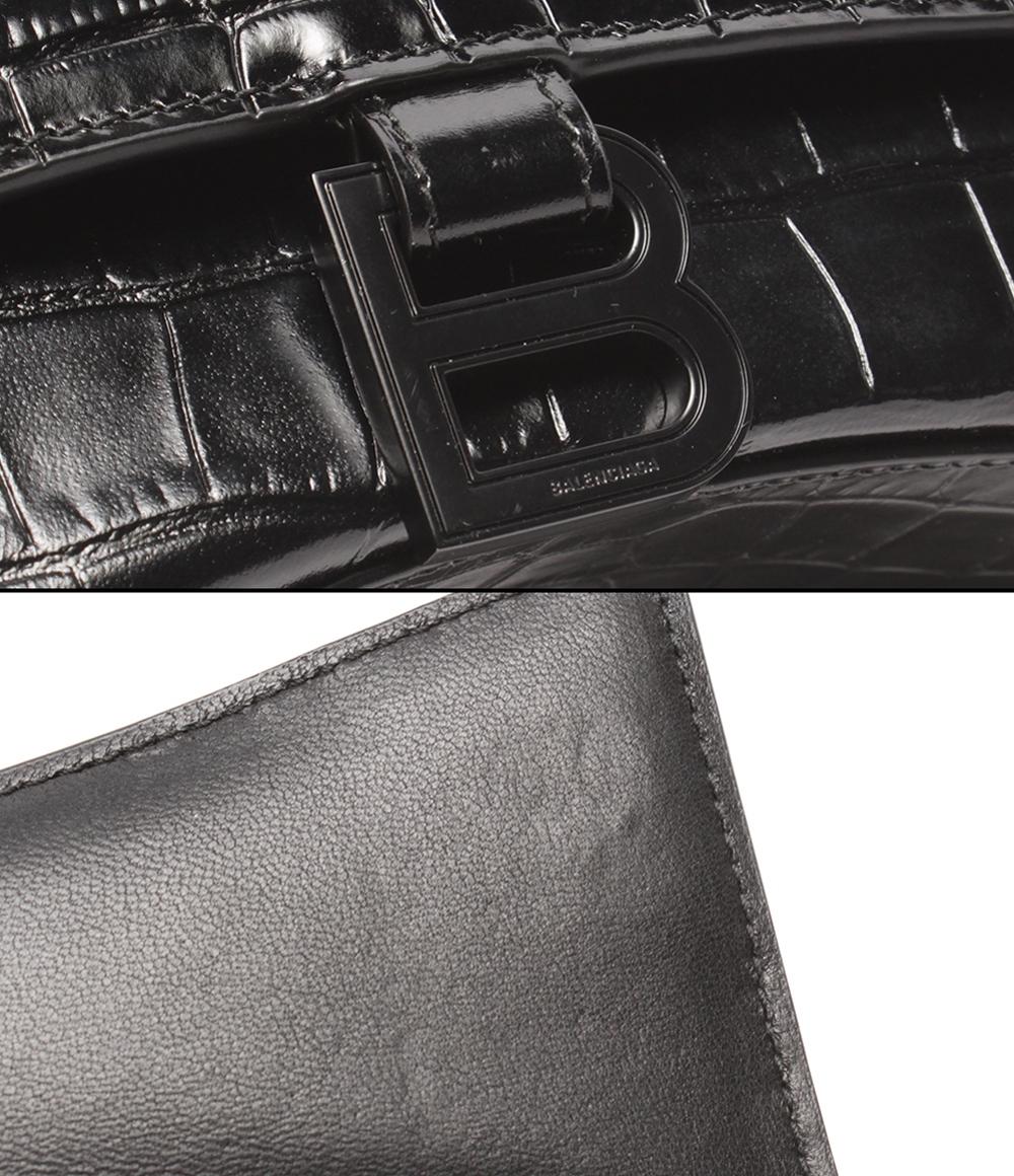BALENCIAGA 2WAYハンドバッグ ショルダーバッグ クロコ型押し 肩掛け 斜め掛け アワーグラス レディース バレンシアガ