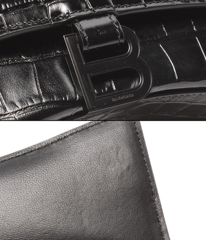 BALENCIAGA 2WAYハンドバッグ ショルダーバッグ クロコ型押し 肩掛け 斜め掛け アワーグラス レディース バレンシアガ