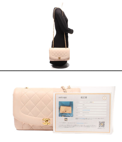 CHANEL チェーンショルダーバッグ 肩掛け ゴールド金具 ダイアナ25 マトラッセ シングルフラップ シングルチェーン ラムスキン ココマーク 2番台