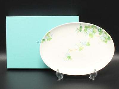 美品 ティファニー オーバルプラター プレート 皿 26cm リーフ TIFFANY&Co.