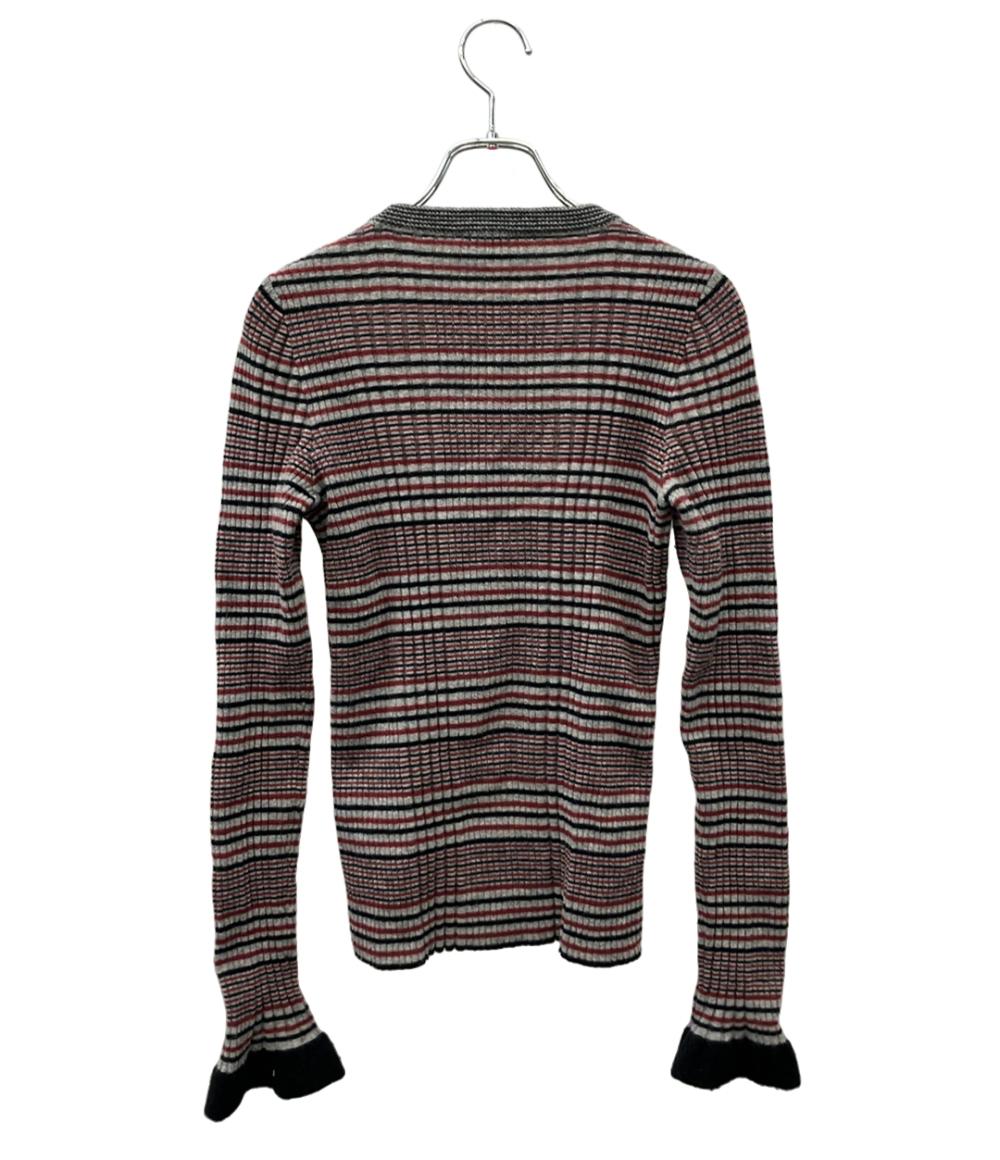 RED VALENTINO 長袖ニット ポーター柄 レッド グレー ブラック QR3KC1A43Y5 レディース SIZE XS レッドヴァレンティノ