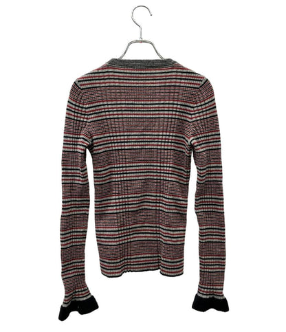 RED VALENTINO 長袖ニット ポーター柄 レッド グレー ブラック QR3KC1A43Y5 レディース SIZE XS レッドヴァレンティノ