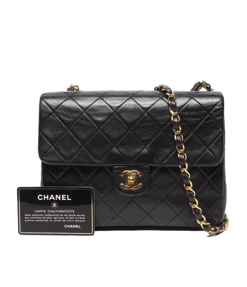CHANEL チェーンショルダーバッグ ゴールド金具 マトラッセ20 1番台 シングルチェーン シングルフラップ レディース シャネル