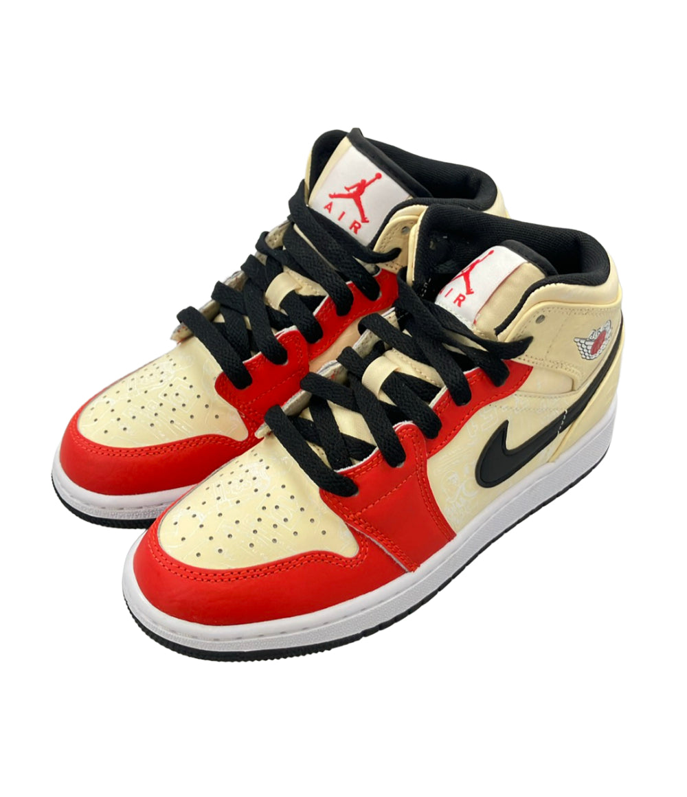 美品 NIKE ミドルカットスニーカー エアジョーダン1 ミッド SS GS DV7012-100 キッズ SIZE 22.5 (M) ナイキ
