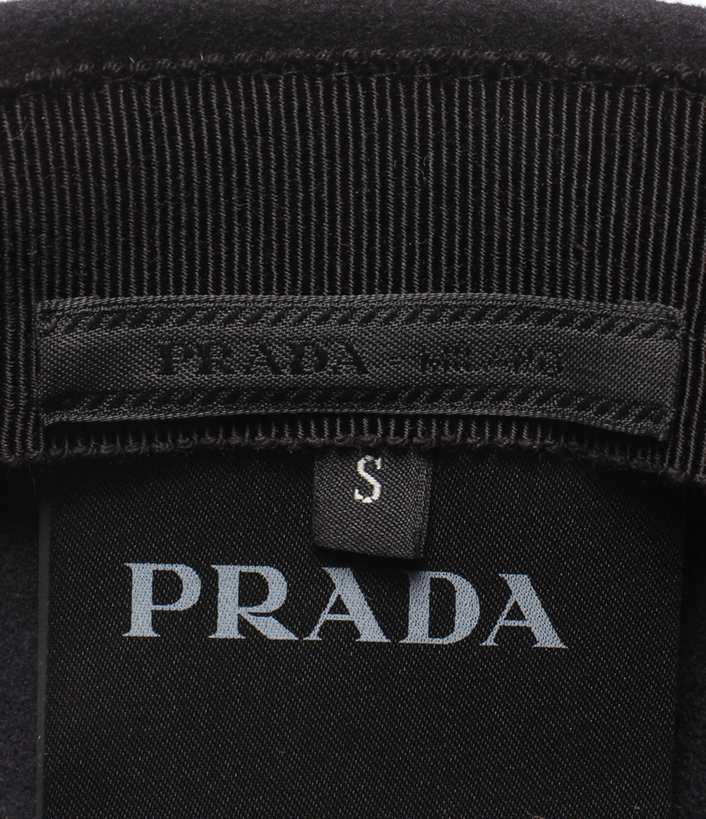 美品 PRADA キャップ ウール トライアングルロゴ マジックテープ式 2HC249 2DUF レディース メンズ SIZE S プラダ