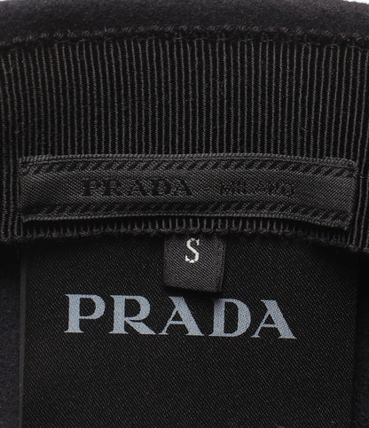 美品 PRADA キャップ ウール トライアングルロゴ マジックテープ式 2HC249 2DUF レディース メンズ SIZE S プラダ