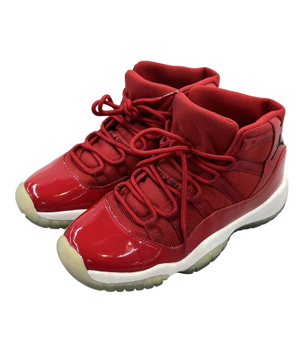 美品NIKE AIR JORDAN 39レッド 30cm★ザムスト インソール付 NIKE ミドルカットスニーカー AIR JORDAN 11 RETRO 378038-623 キッズ
