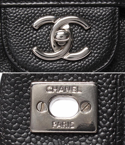CHANEL チェーンショルダーバッグ ダブルチェーン ダブルフラップ シルバー金具 キャビアスキン 16番台 デカマトラッセ30 レディース シャネル