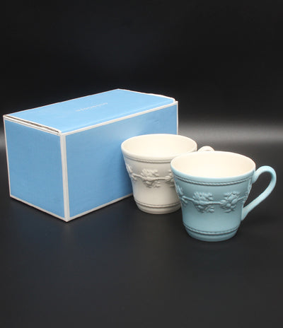 美品 WEDGWOOD マグカップ 2点セット ペア フェスティビティ アイボリー ブルー ウェッジウッド
