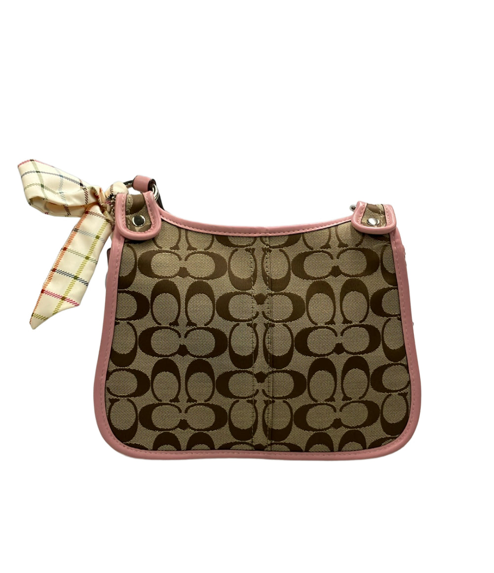 美品 COACH ショルダーバッグ 斜め掛け リボン シグネチャー F13791