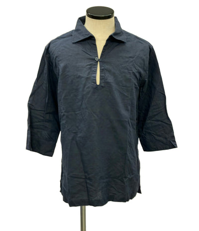 LANVIN en Bleu 半袖シャツ スキッパー リネン コットン 7分袖 LB-6A メンズ SIZE 48 (L) ランバンオンブルー
