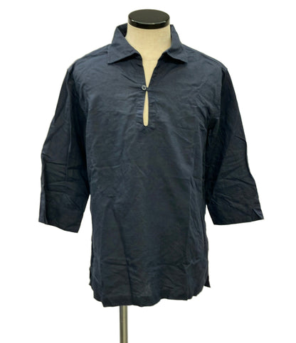 LANVIN en Bleu 半袖シャツ スキッパー リネン コットン 7分袖 LB-6A メンズ SIZE 48 (L) ランバンオンブルー