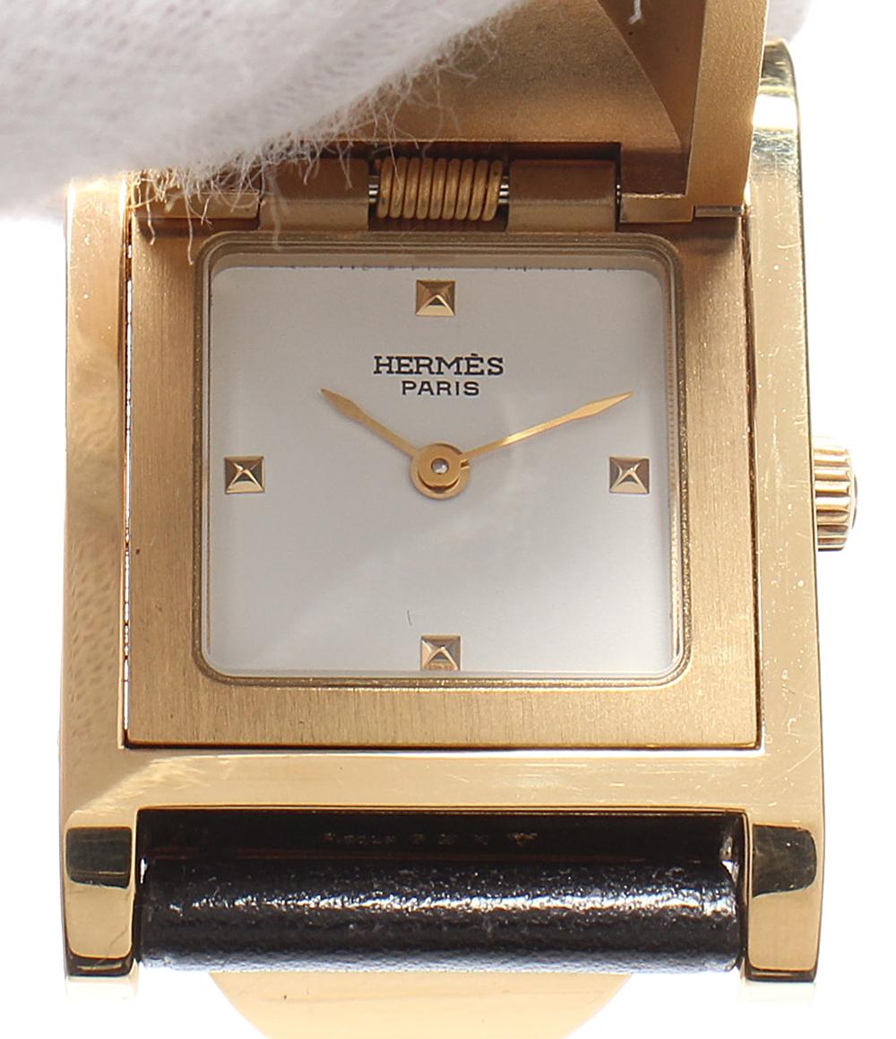 HERMES 腕時計 〇X刻印 メドール クオーツ ホワイト レディース エルメス