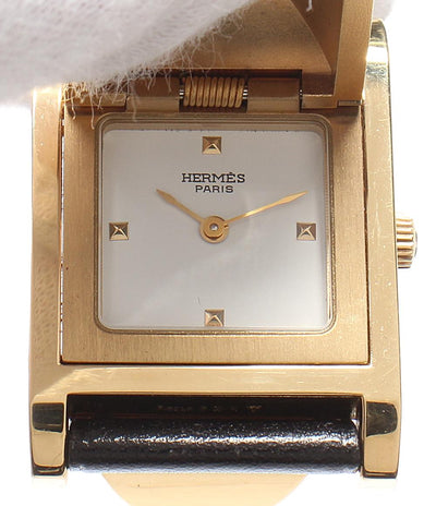 HERMES 腕時計 〇X刻印 メドール クオーツ ホワイト レディース エルメス