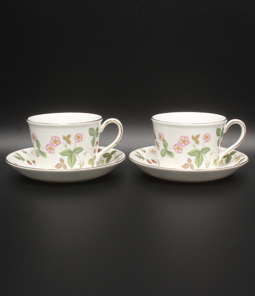 美品 WEDGWOOD カップ＆ソーサー 2客セット ペア デルフィ ワイルドストロベリー ウェッジウッド