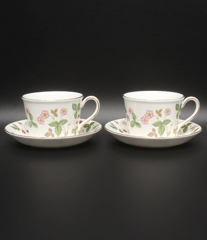 美品 WEDGWOOD カップ＆ソーサー 2客セット ペア デルフィ ワイルドストロベリー ウェッジウッド