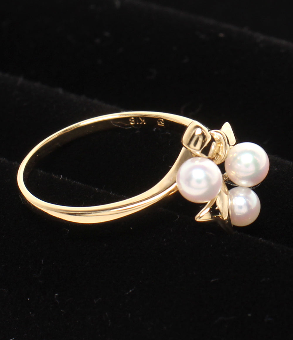MIKIMOTO リング 指輪 K18 パール 3.0-4.0mm リボンモチーフ レディース SIZE 10号 ミキモト