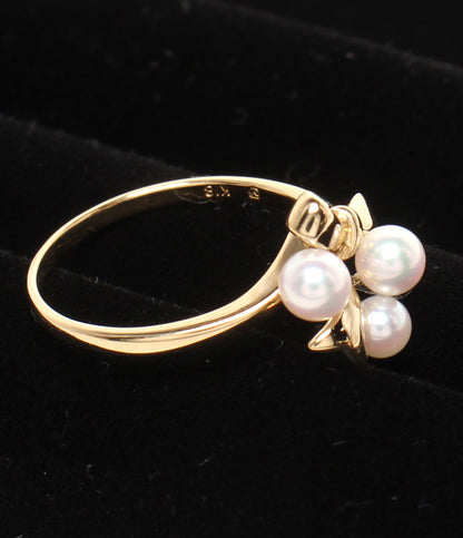 MIKIMOTO リング 指輪 K18 パール 3.0-4.0mm リボンモチーフ レディース SIZE 10号 ミキモト