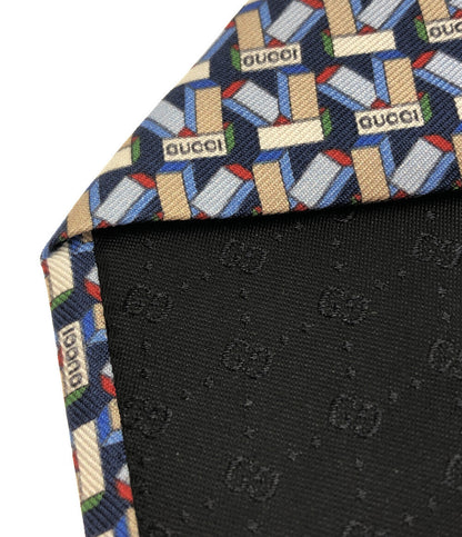 グッチ 美品 ネクタイ シルク100％ クロスオーバープリント      メンズ  (複数サイズ) GUCCI