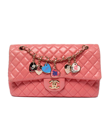 CHANEL チェーンショルダーバッグ バレンタインシリーズ ラムスキン シングルフラップ ダブルチェーン 肩掛け マトラッセ レディース シャネル