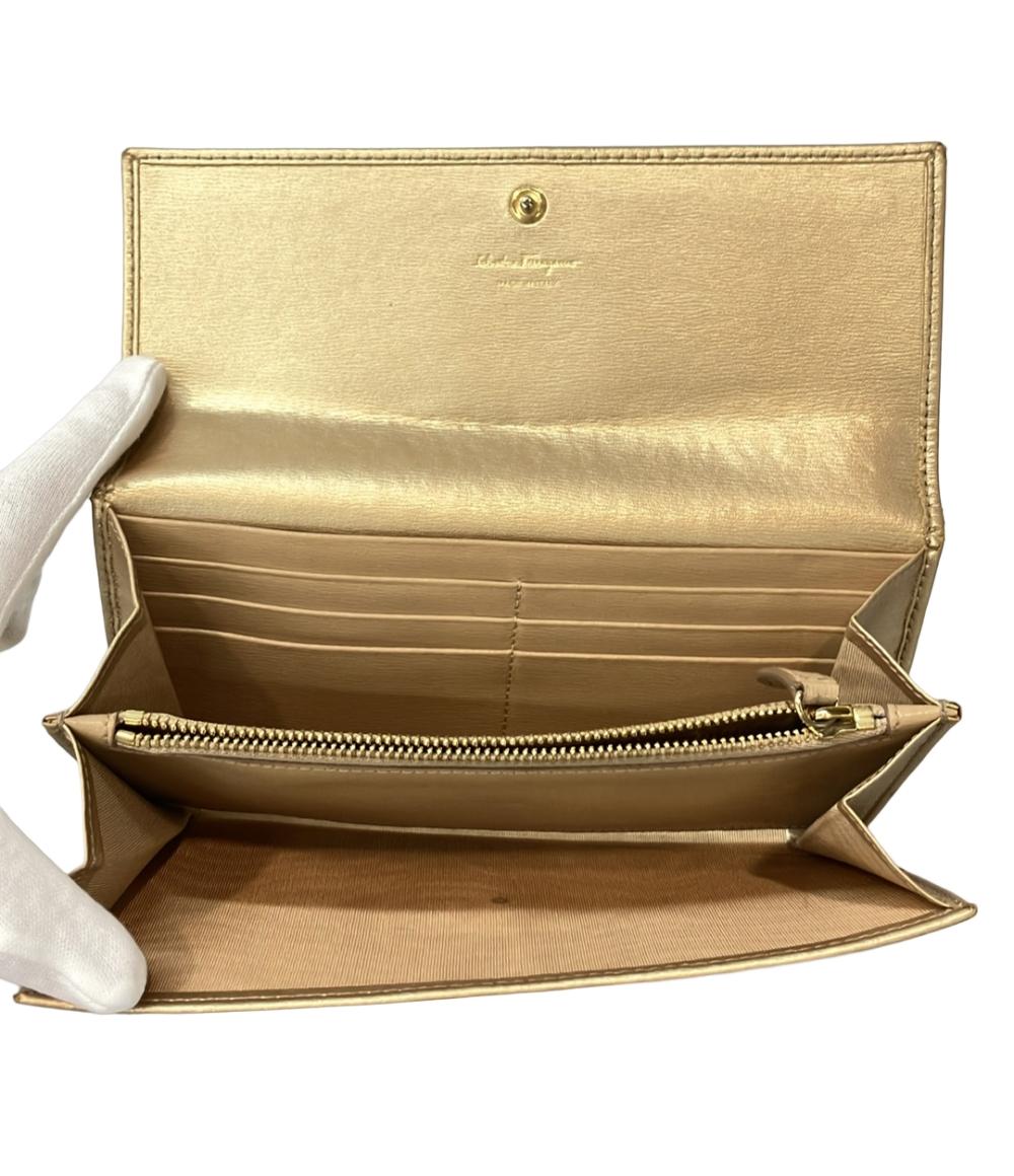美品 サルヴァトーレフェラガモ 二つ折り長財布 ガンチーニ レディース Salvatore Ferragamo