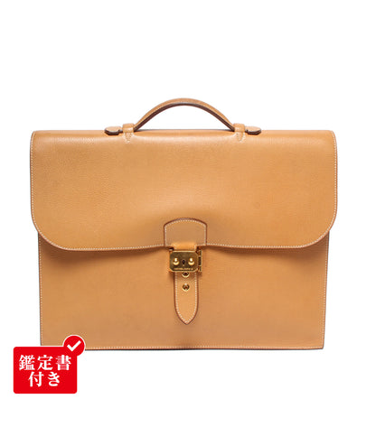HERMES ビジネスバッグ ブリーフケース  ▢H刻印 ゴールド金具 サック ア デペッシュ メンズ エルメス