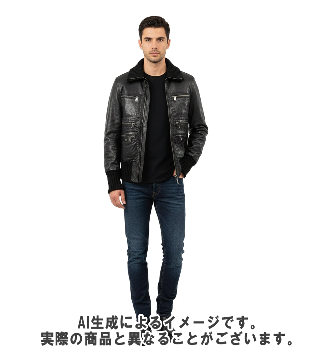 DOLCE&GABBANA レザージャケット ダブルジップ  マルチジップ フェイクレイヤード ジャケット ブルゾン MULTI POCKET FAKE LAYERED BATTING JACKET