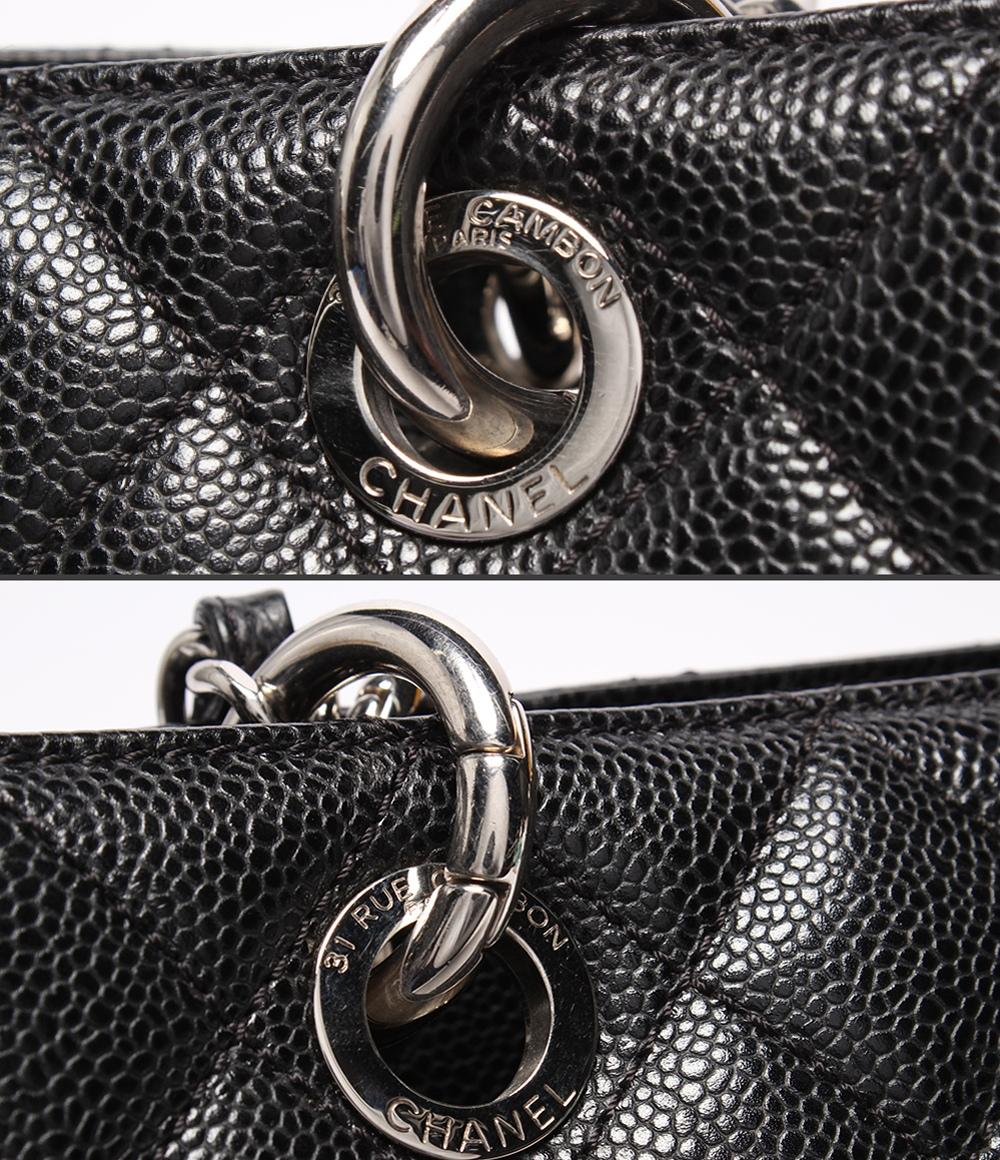 CHANEL チェーントートバッグ グランドショッピング GST シルバー金具 キャビアスキン マトラッセ レディース シャネル