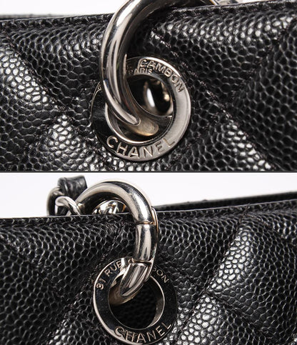 CHANEL チェーントートバッグ グランドショッピング GST シルバー金具 キャビアスキン マトラッセ レディース シャネル