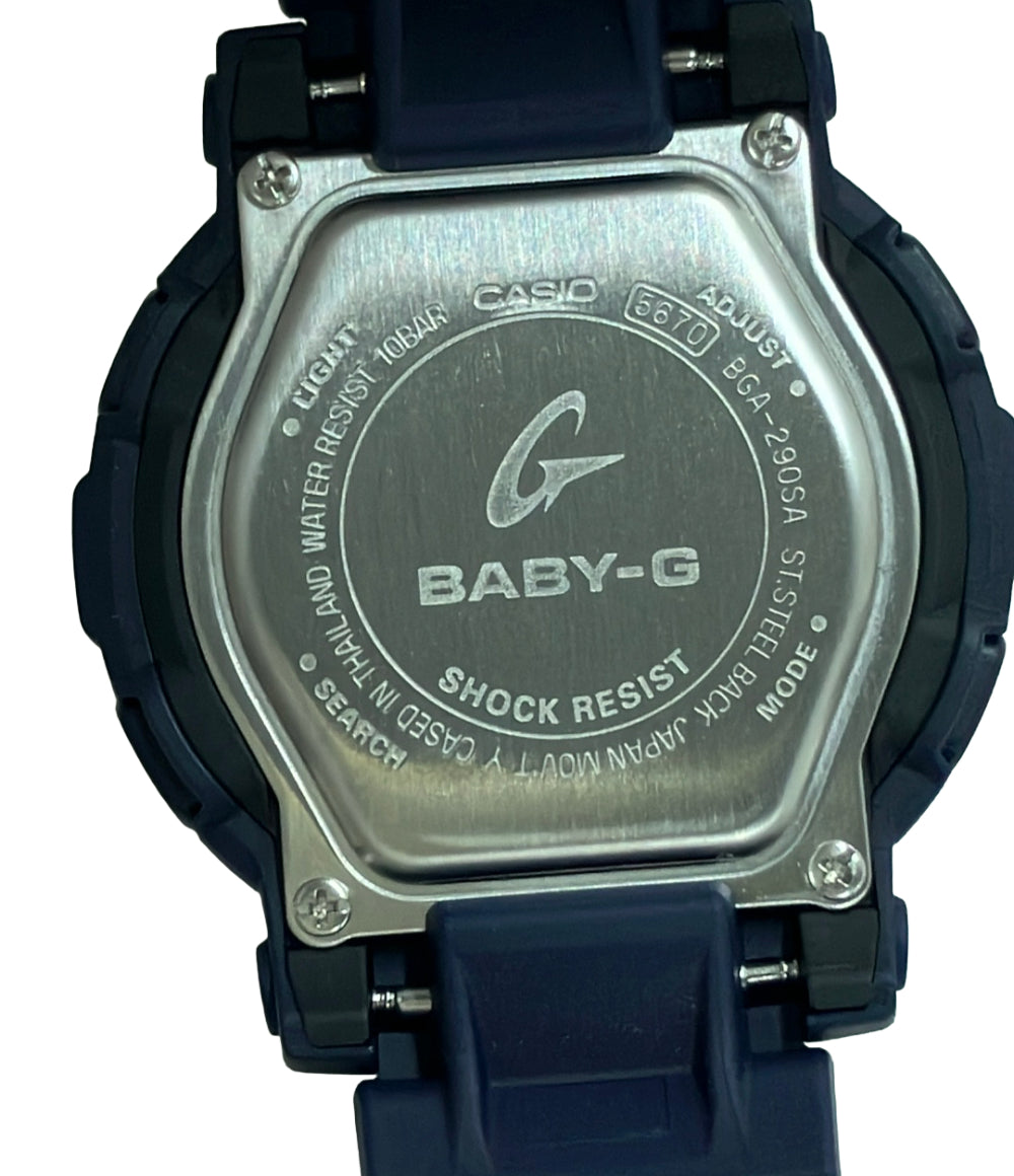 美品 CASIO 腕時計 Baby-G クオーツ ネイビー BGA-290SA レディース カシオ