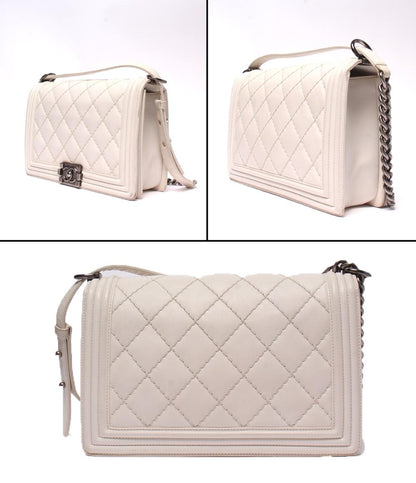CHANEL チェーンショルダーバッグ 18番台 マトラッセ シルバー金具 ボーイシャネル レディース シャネル