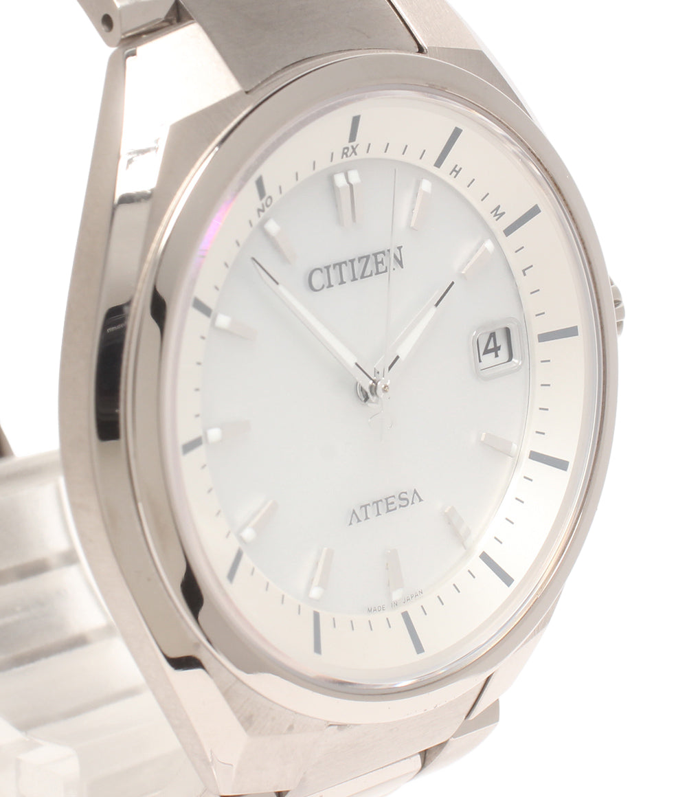 美品 CITIZEN 腕時計 電波ソーラー アテッサ ATTESA ソーラー シルバー H110-T016308 メンズ シチズン