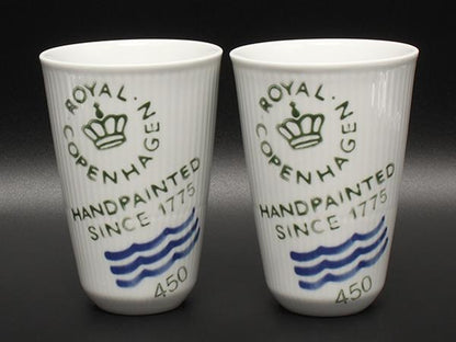 美品 Royal Copenhagen フリーカップ タンブラー 2点セット ペア フルーテッド シグネチャー ロイヤルコペンハーゲン