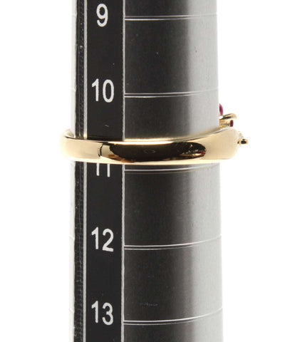 美品 リング 指輪 K18 ルビー ダイヤ フラワーモチーフ      レディース SIZE 10号 (リング)
