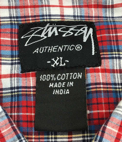 ステューシー  半袖刺繍チェックシャツ      メンズ SIZE XL (XL以上) STUSSY
