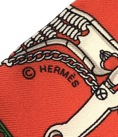 エルメス 美品 ツイリースカーフ シルク100％ 馬術と鎖  MORS ET GOURMETTES REMIX VERT    レディース  (複数サイズ) HERMES