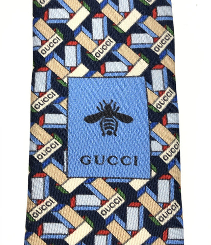 グッチ 美品 ネクタイ シルク100％ クロスオーバープリント      メンズ  (複数サイズ) GUCCI