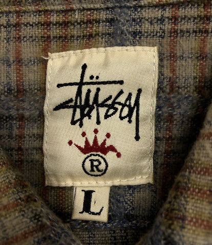 ステューシー  ボードネルシャツ ショーンフォント 王冠ロゴ      メンズ SIZE L (L) STUSSY