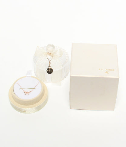 美品 EAU D.4℃ ネックレス K10 ダイヤ リボンモチーフ レディース オデュース ヨンドシー